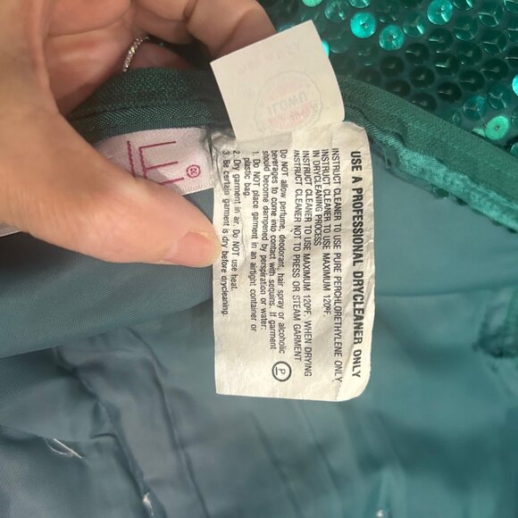 Vintage Nadine Formal Dress SZ7 Strapless Sequin Satin Green Whimsygoth 80s Prom - Picture 12 of 12